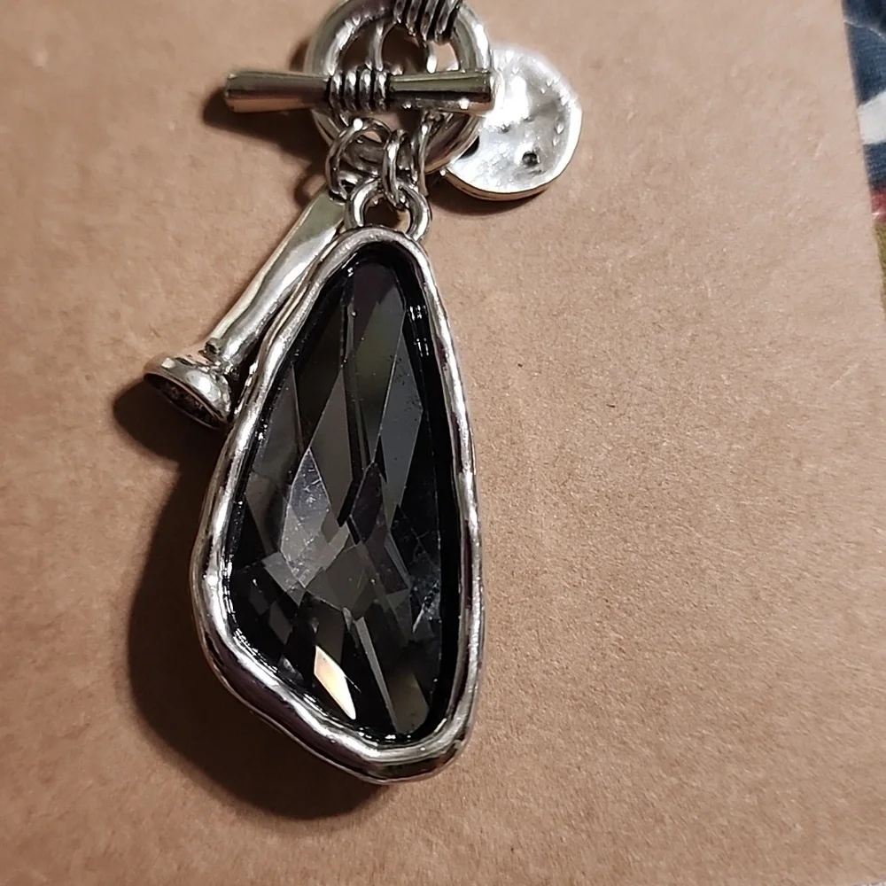 Long  Gray Beveled Pendant Necklace - Picture 7 of 7